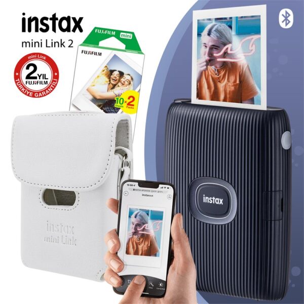 Instax Mini Link 2 Uzay Mavisi Akıllı Telefon Yazıcısı ve Çantalı Hediye Seti 4