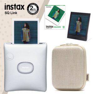 Instax SQ Link Beyaz Yazıcı 10lu Square Film Kılıf ve Pleksi Çerçeve