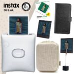 Instax SQ Link Beyaz Yazıcı 20li Square Film Kılıf Albüm Pleksi Çerçeve ve Kıskaçlı Stand