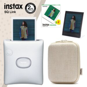 Instax SQ Link Beyaz Yazıcı 20li Square Film Kılıf ve Pleksi Çerçeve