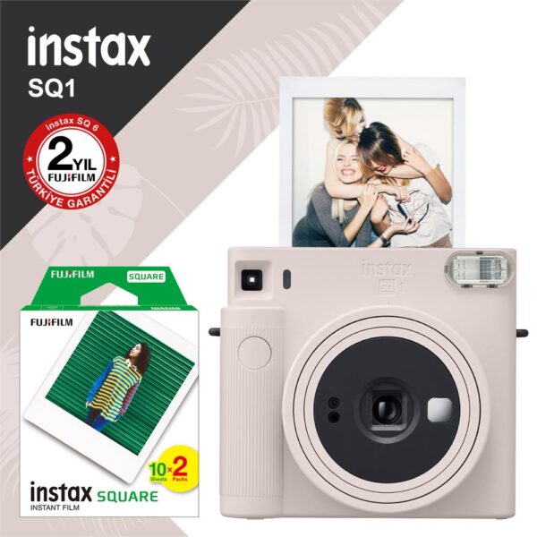 Instax SQ1 Beyaz Fotoğraf Makinesi ve 20li Kare Film