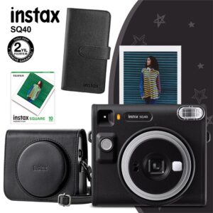 Instax SQ40 Siyah Fotoğraf Makinesi 10lu Kare Film Deri Kılıf ve Siyah Albüm