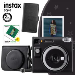 Instax SQ40 Siyah Fotoğraf Makinesi 20li Kare Film Deri Kılıf ve Siyah Albüm