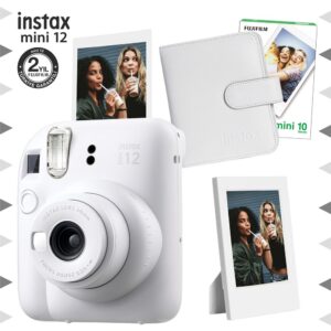 Instax mini 12 Beyaz Fotoğraf Makinesi-10'lu Film-Çerçeve ve Kare Albüm Seti
