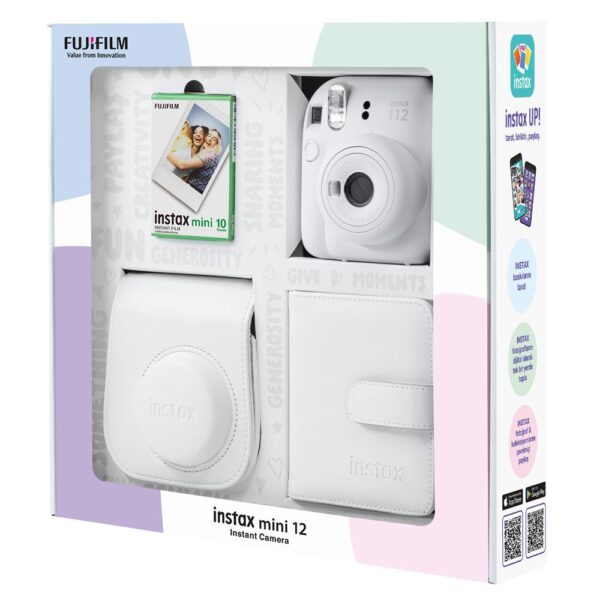 Instax mini 12 Beyaz Fotoğraf Makinesi 10'lu Film Kare Albüm ve Deri Kılıf Bundle Box - Görsel 3
