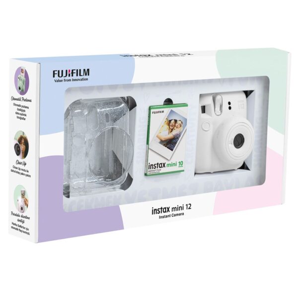 Instax mini 12 Beyaz Fotoğraf Makinesi 10'lu Film ve Pleksi Kılıf Bundle Box - Görsel 2