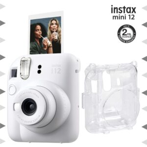 Instax mini 12 Beyaz Fotoğraf Makinesi ve Şeffaf Kılıf Seti