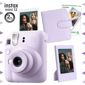 Instax mini 12 Lila Fotoğraf Makinesi-10'lu Film-Çerçeve ve Kare Albüm Seti