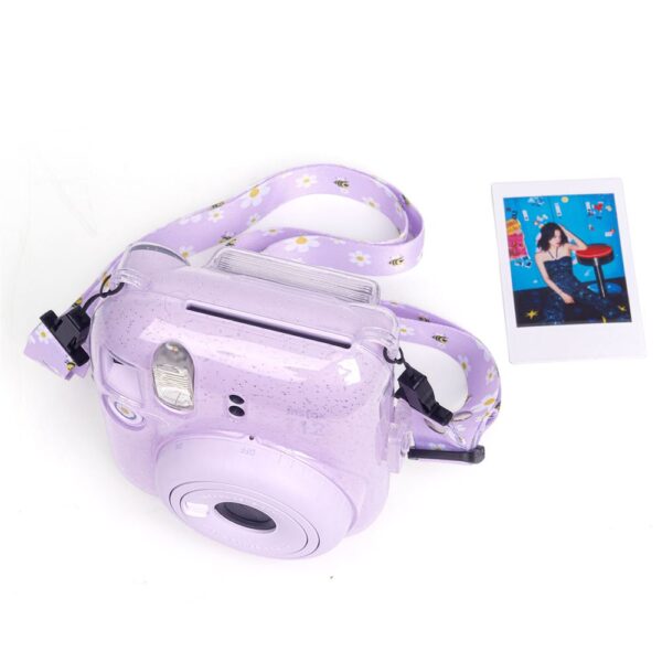 Instax mini 12 Lila Fotoğraf Makinesi-10'lu Film-Kıskaçlı Resim Standı ve Simli Pleksi Kılıf Seti - Görsel 3