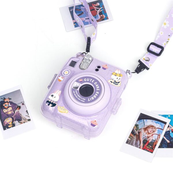 Instax mini 12 Lila Fotoğraf Makinesi-10'lu Film-Kıskaçlı Resim Standı ve Simli Pleksi Kılıf Seti - Görsel 4