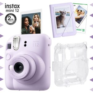 Instax mini 12 Lila Fotoğraf Makinesi-10'lu Film-Mini Albüm ve Şeffaf Kılıf Seti