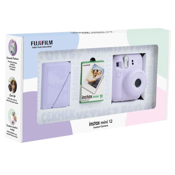Instax mini 12 Lila Fotoğraf Makinesi 10'lu Film ve 28'li Mini Albüm Bundle Box - Görsel 3