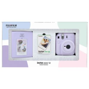 Instax mini 12 Lila Fotoğraf Makinesi 10'lu Film ve PVC Albüm Bundle Box