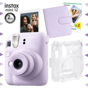 Instax mini 12 Lila Fotoğraf Makinesi-20'lu Film-Kare Albüm ve Şeffaf Kılıf Seti