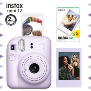 Instax mini 12 Lila Fotoğraf Makinesi-Çerçeve ve 20'li mini Film Seti