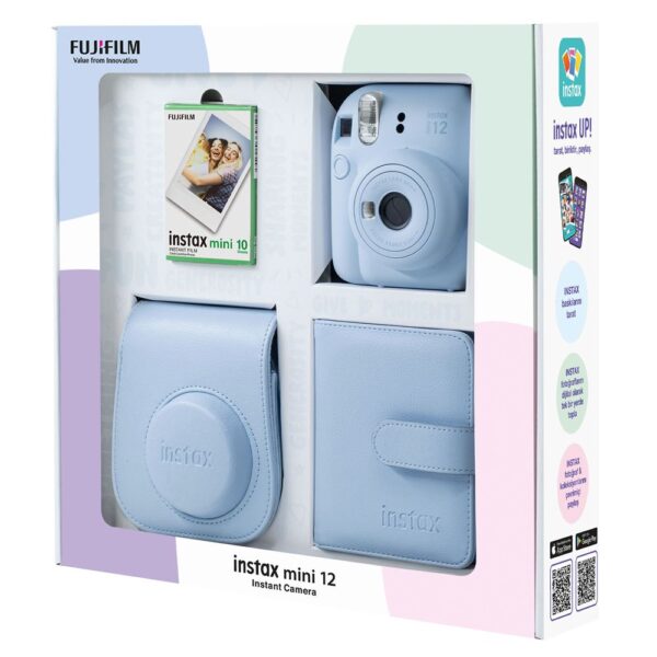 Instax mini 12 Mavi Fotoğraf Makinesi 10'lu Film Kare Albüm ve Deri Kılıf Bundle Box - Görsel 3
