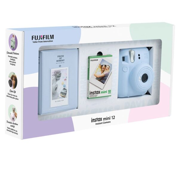 Instax mini 12 Mavi Fotoğraf Makinesi 10'lu Film ve PVC Albüm Bundle Box - Görsel 3