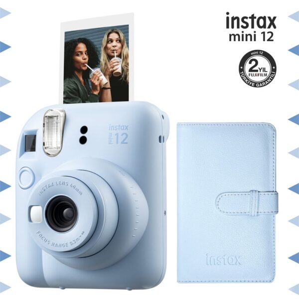 Instax mini 12 Mavi Fotoğraf Makinesi ve 96'lı Laporta Albüm Seti