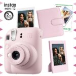 Instax mini 12 Pembe Fotoğraf Makinesi-10'lu Film-Çerçeve ve Kare Albüm Seti
