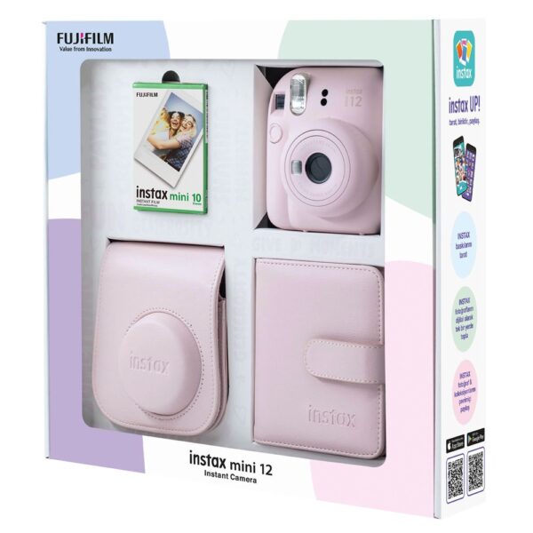 Instax mini 12 Pembe Fotoğraf Makinesi 10'lu Film Kare Albüm ve Deri Kılıf Bundle Box - Görsel 3