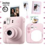 Instax mini 12 Pembe Fotoğraf Makinesi-10'lu Film-Kıskaçlı Stand-Mini Albüm ve Silikon Kılıf Seti