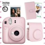 Instax mini 12 Pembe Fotoğraf Makinesi-10'lu Film-Laporta Albüm ve Deri Kılıf Seti