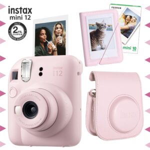 Instax mini 12 Pembe Fotoğraf Makinesi-10'lu Film-Mini Albüm ve Deri Kılıf Seti