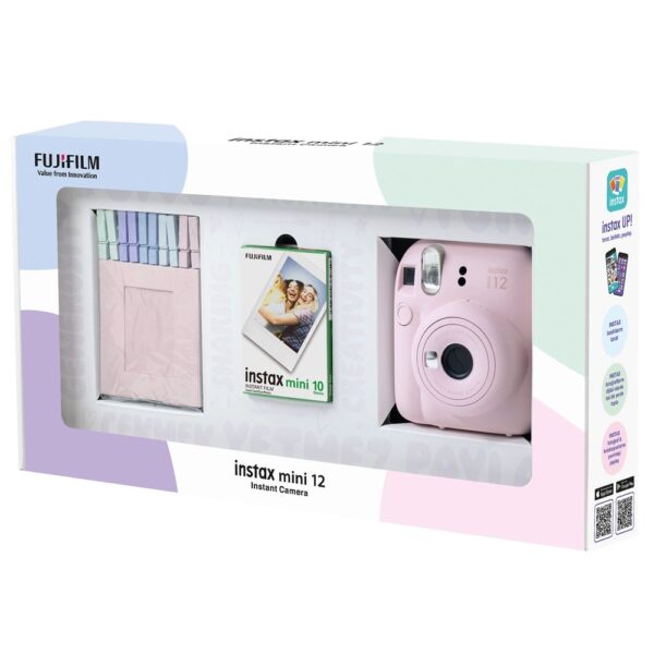 Instax mini 12 Pembe Fotoğraf Makinesi 10'lu Film ve Mandal Bundle Box - Görsel 3
