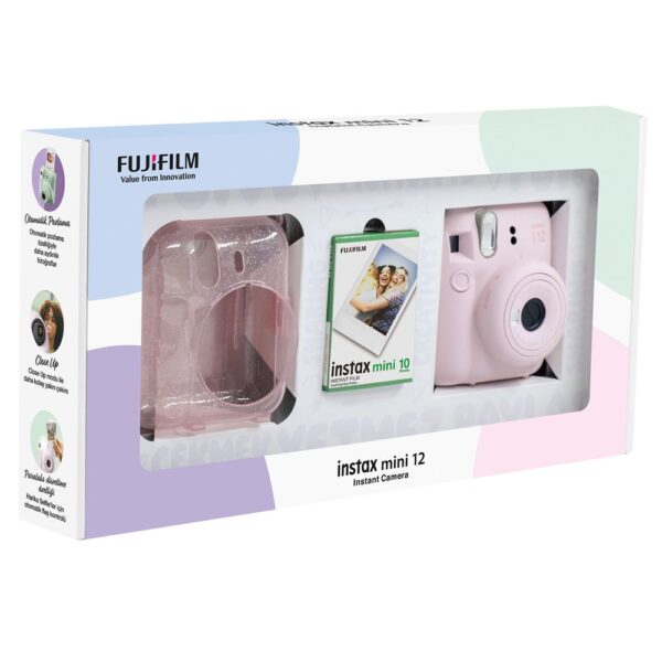 Instax mini 12 Pembe Fotoğraf Makinesi 10'lu Film ve Pleksi Kılıf Bundle Box - Görsel 2