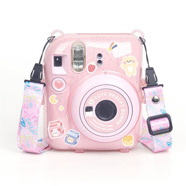 Instax mini 12 Pembe Fotoğraf Makinesi-20'li Film-Kıskaçlı Resim Standı ve Simli Pleksi Kılıf Seti - Görsel 3