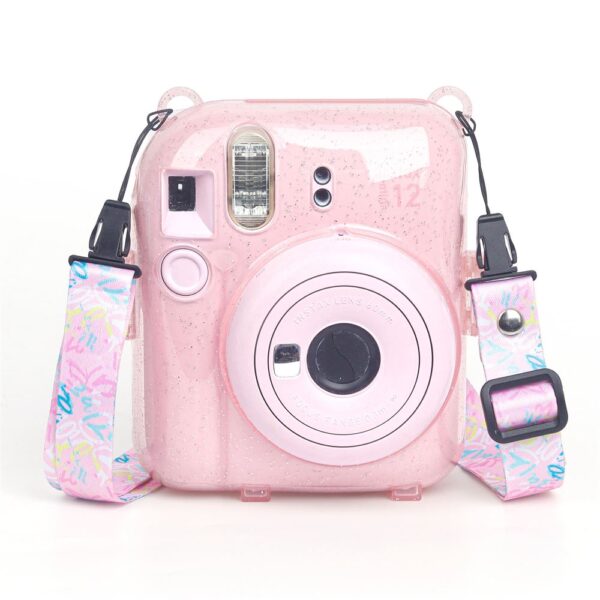 Instax mini 12 Pembe Fotoğraf Makinesi-20'li Film-Kıskaçlı Resim Standı ve Simli Pleksi Kılıf Seti - Görsel 4