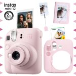 Instax mini 12 Pembe Fotoğraf Makinesi-20'li Film-Kıskaçlı Stand-Mini Albüm ve Silikon Kılıf Seti