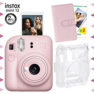 Instax mini 12 Pembe Fotoğraf Makinesi-20'li Film-Laporta Albüm ve Şeffaf Kılıf Seti