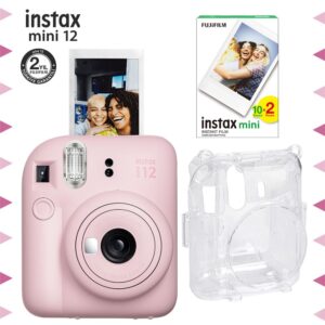 Instax mini 12 Pembe Fotoğraf Makinesi-20'li Film ve Şeffaf Kılıf Seti