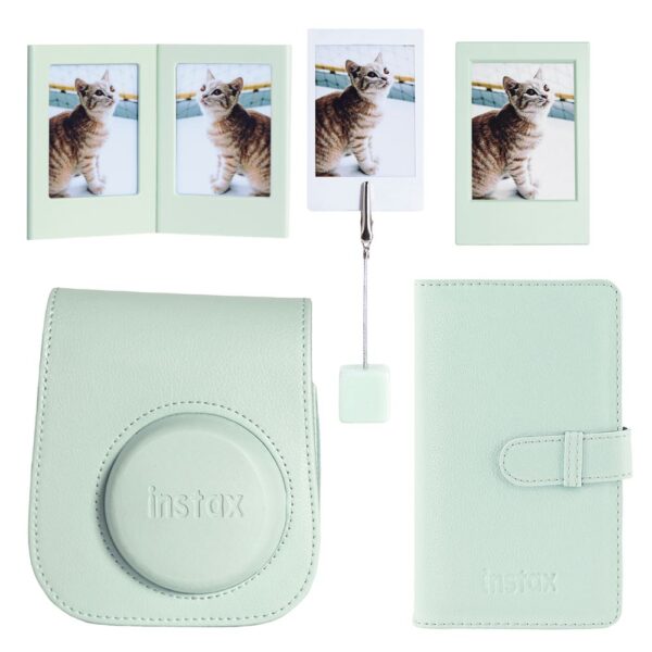 Instax mini 12 Yeşil Deri Kılıf Laporta Deri Albüm ve Fotoğraf Çerçeveleri Aksesuar Seti