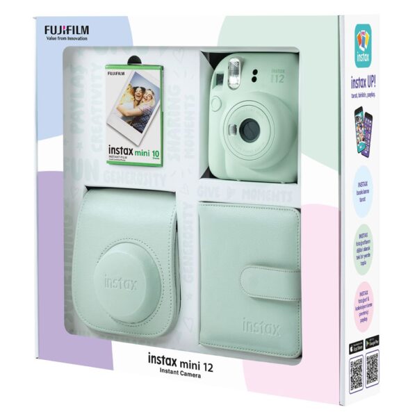 Instax mini 12 Yeşil Fotoğraf Makinesi 10'lu Film Kare Albüm ve Deri Kılıf Bundle Box - Görsel 3