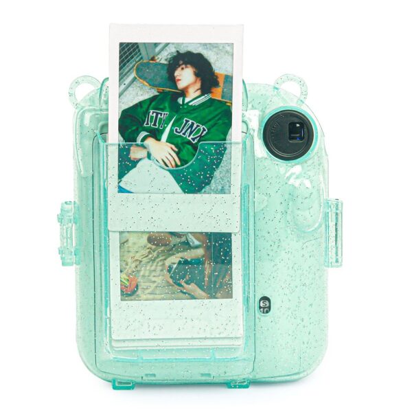 Instax mini 12 Yeşil Fotoğraf Makinesi-10'lu Film-Kıskaçlı Resim Standı ve Simli Pleksi Kılıf Seti - Görsel 4