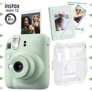 Instax mini 12 Yeşil Fotoğraf Makinesi-10'lu Film-Mini Albüm ve Şeffaf Kılıf Seti