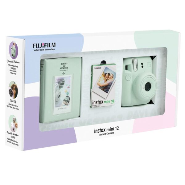Instax mini 12 Yeşil Fotoğraf Makinesi 10'lu Film ve PVC Albüm Bundle Box - Görsel 3