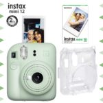 Instax mini 12 Yeşil Fotoğraf Makinesi-10'lu Film ve Şeffaf Kılıf Seti