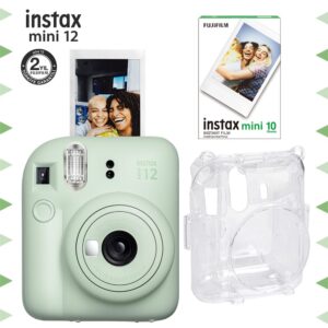 Instax mini 12 Yeşil Fotoğraf Makinesi-10'lu Film ve Şeffaf Kılıf Seti