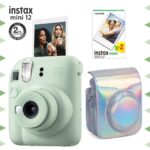 Instax mini 12 Yeşil Fotoğraf Makinesi-20'li Film ve Parlak Kılıf Seti