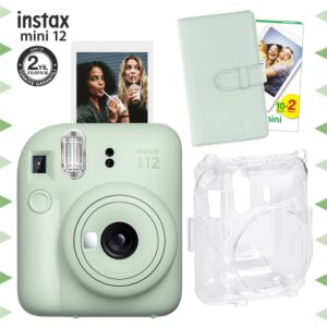 Instax mini 12 Yeşil Fotoğraf Makinesi-20'lu Film-Laporta Albüm ve Şeffaf Kılıf Seti