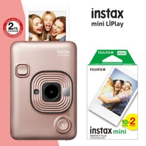 Instax mini LiPlay Hybrid Blush Gold Fotoğraf Makinesi 20li mini Film