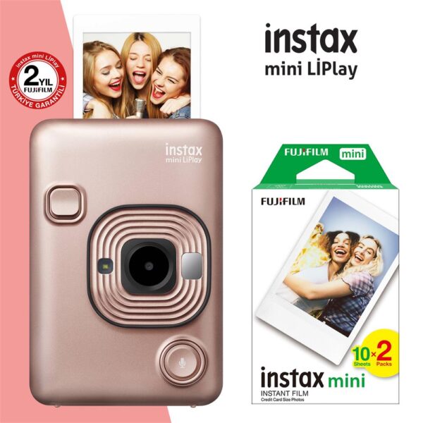 Instax mini LiPlay Hybrid Blush Gold Fotoğraf Makinesi 20li mini Film