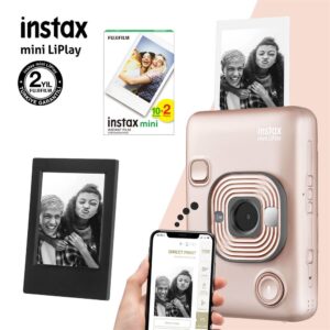 Instax mini LiPlay Hybrid Blush Gold Fotoğraf Makinesi-20li mini Film ve Çerçeve