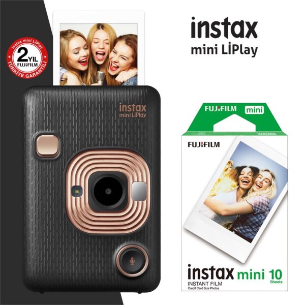 Instax mini LiPlay Hybrid Elegant Black Fotoğraf Makinesi 10lu mini Film