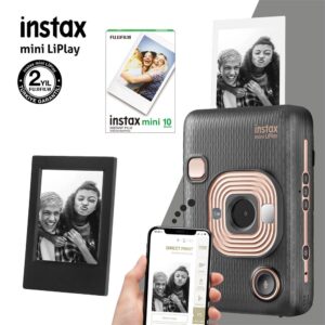 Instax mini LiPlay Hybrid Elegant Black Fotoğraf Makinesi-10lu mini Film ve Çerçeve