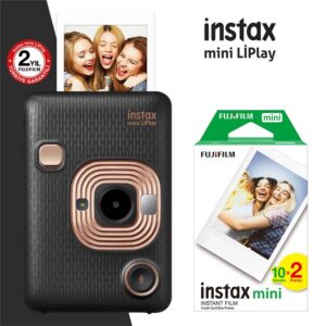Instax mini LiPlay Hybrid Elegant Black Fotoğraf Makinesi 20li mini Film