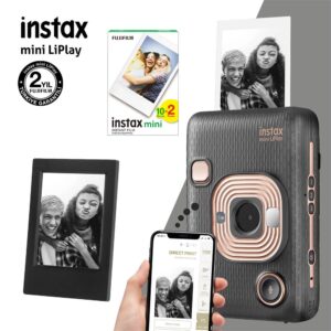 Instax mini LiPlay Hybrid Elegant Black Fotoğraf Makinesi-20li mini Film ve Çerçeve